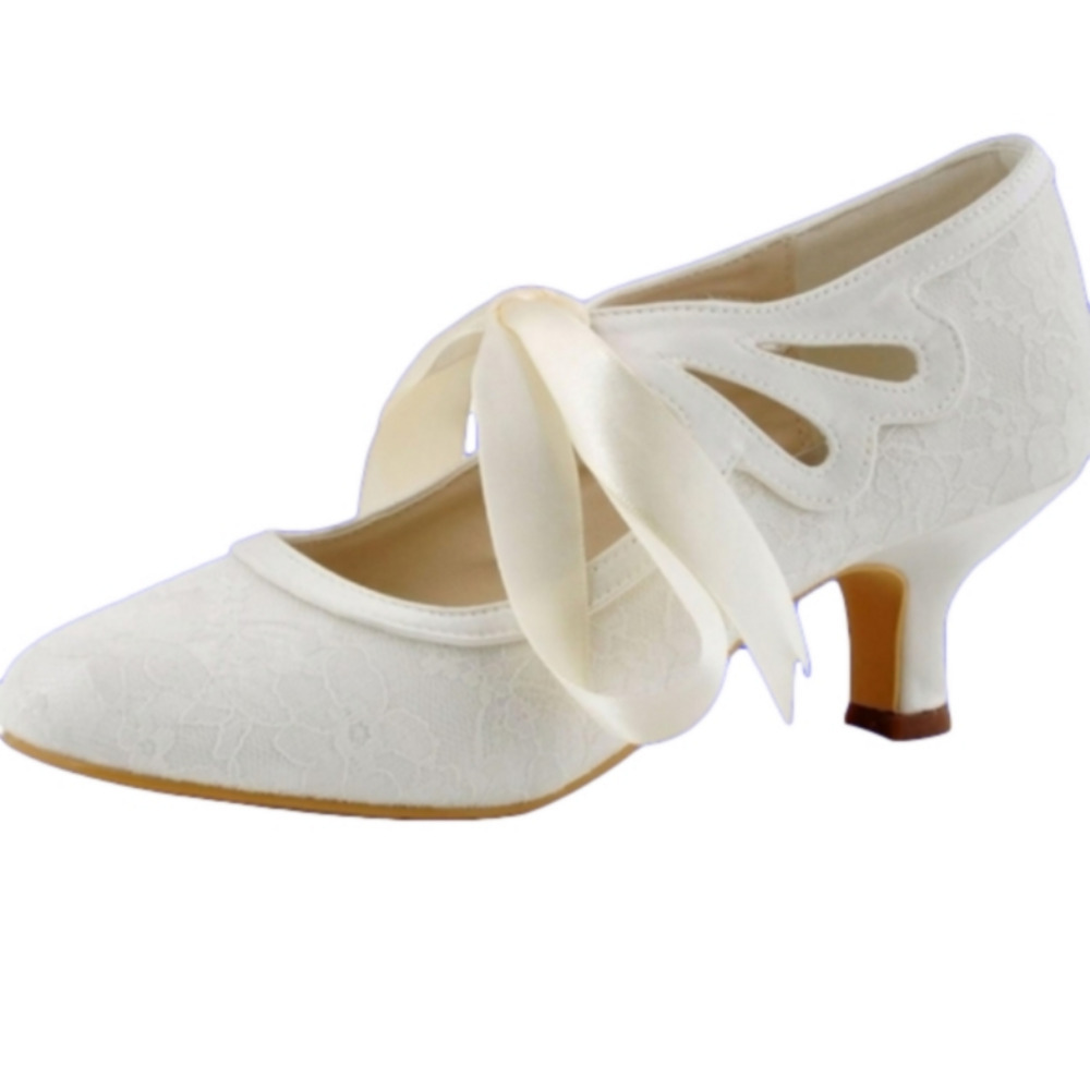 Elegant Park 👰🏼 Women's Lace Wedding 💒 Heels Closed Toe Cut Out Size 8 NWOT